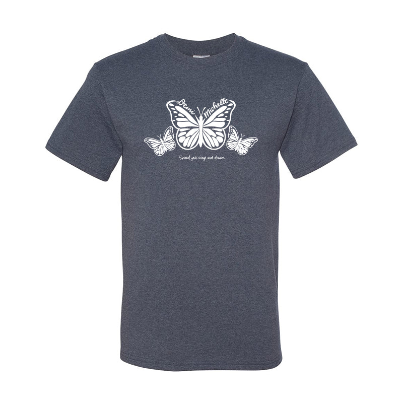 Demi Michelle Butterfly T-Shirt - Vintage Heather Blue