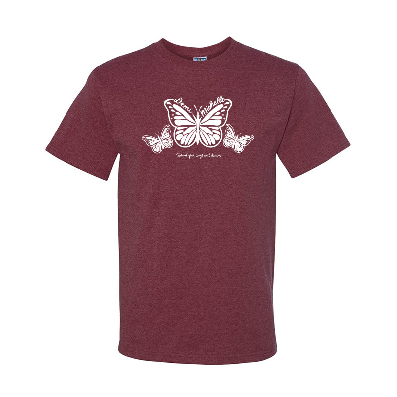 Demi Michelle Butterfly T-Shirt - Vintage Heather Maroon